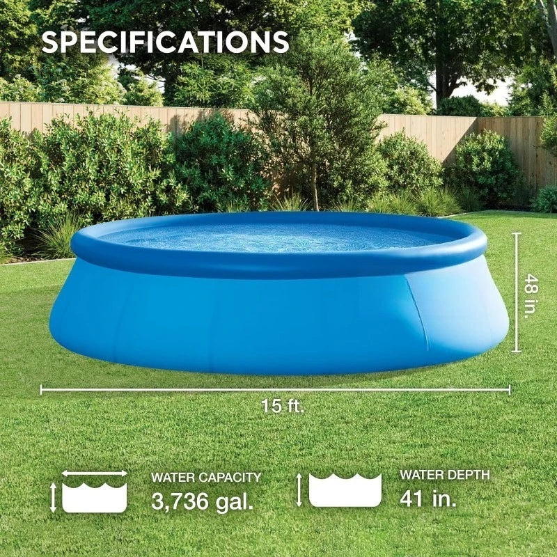 28167EH Easy Set Inflatable Swimming Pool Set: 15ft X 48in Includes 1000 GPH Cartridge Filter Pump Removable Ladder