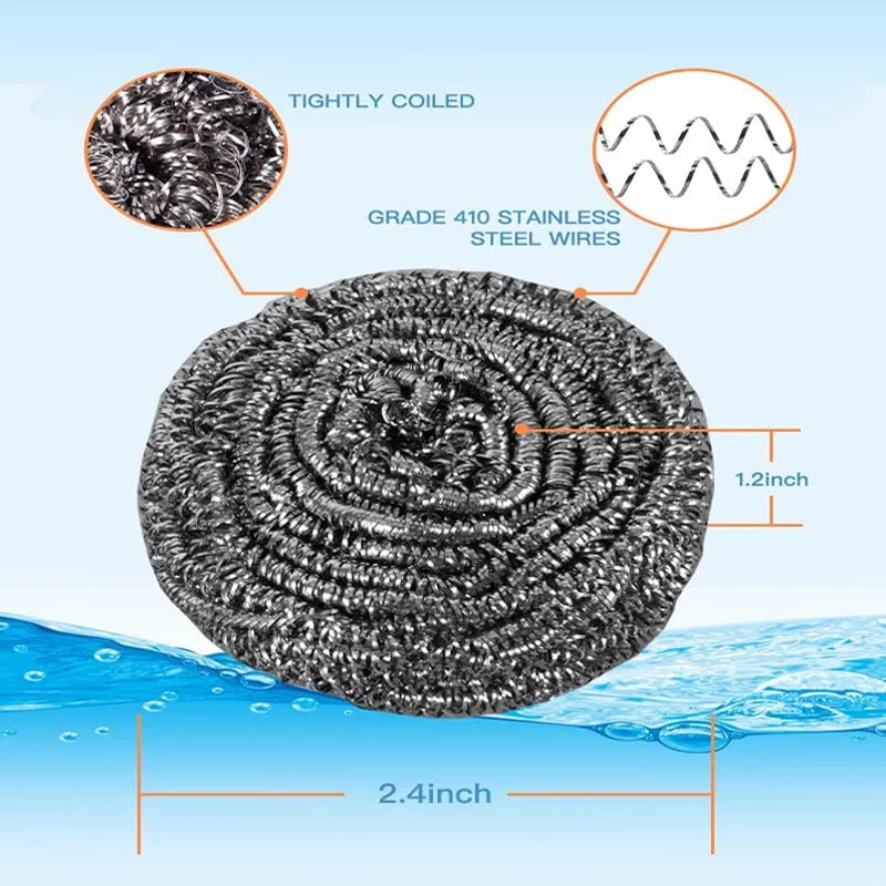 20 Pack Steel Wool Scrubbers for Holiday Deep Cleaning - Grade 410 Stainless Steel, Won't Scratch Skin, for Grill & Oven