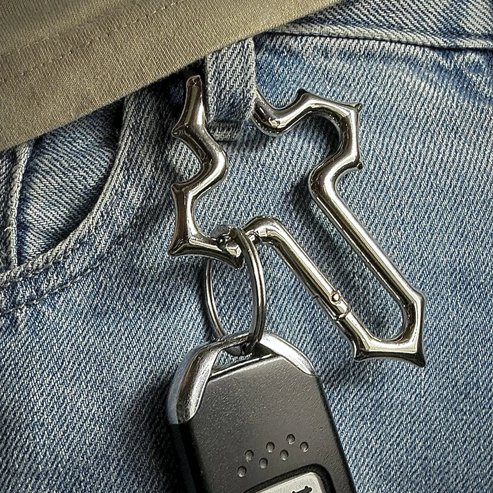 Cross Carabiner Keychain Religious Crucifix Grunge Clasp Key Clip EDC Gift Dad Boyfriend Men Camping Hiking Outdoor Climber