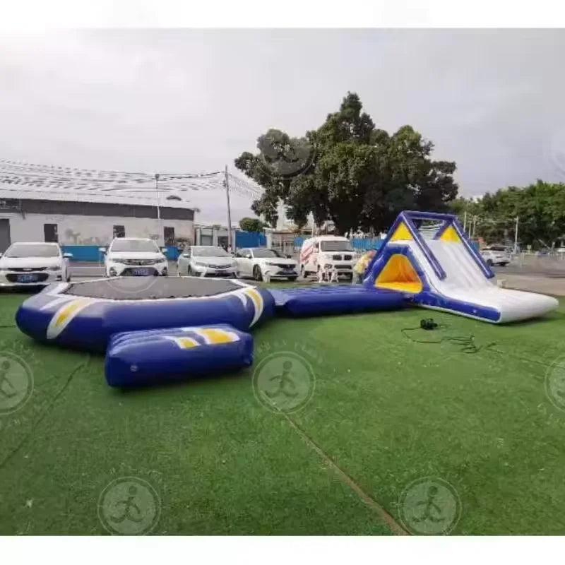 Parque Acuático Inflable Flotante con Tobogán | Trampoln | Niños y Adultos 🌊 - Firu Total Sales