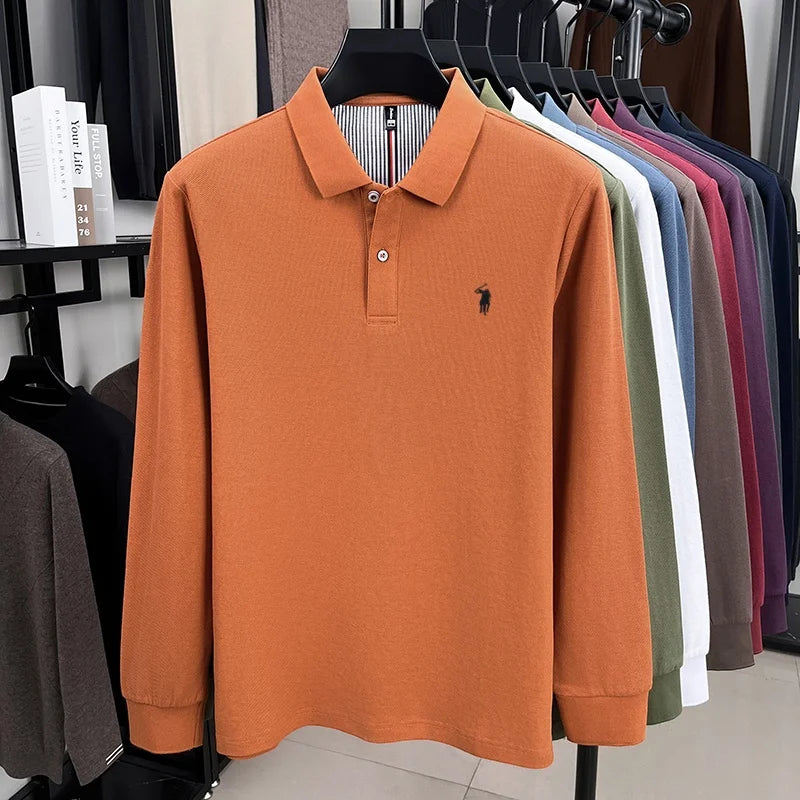 Polo Manga Larga 100% Algodón con Bordado de Pony | Casual Business Hombre 👔