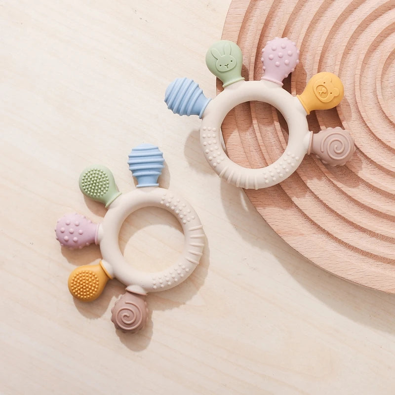 Silicone Teether Ring BPA Free — Baby Chewing Toy | 0-12 Months Gift