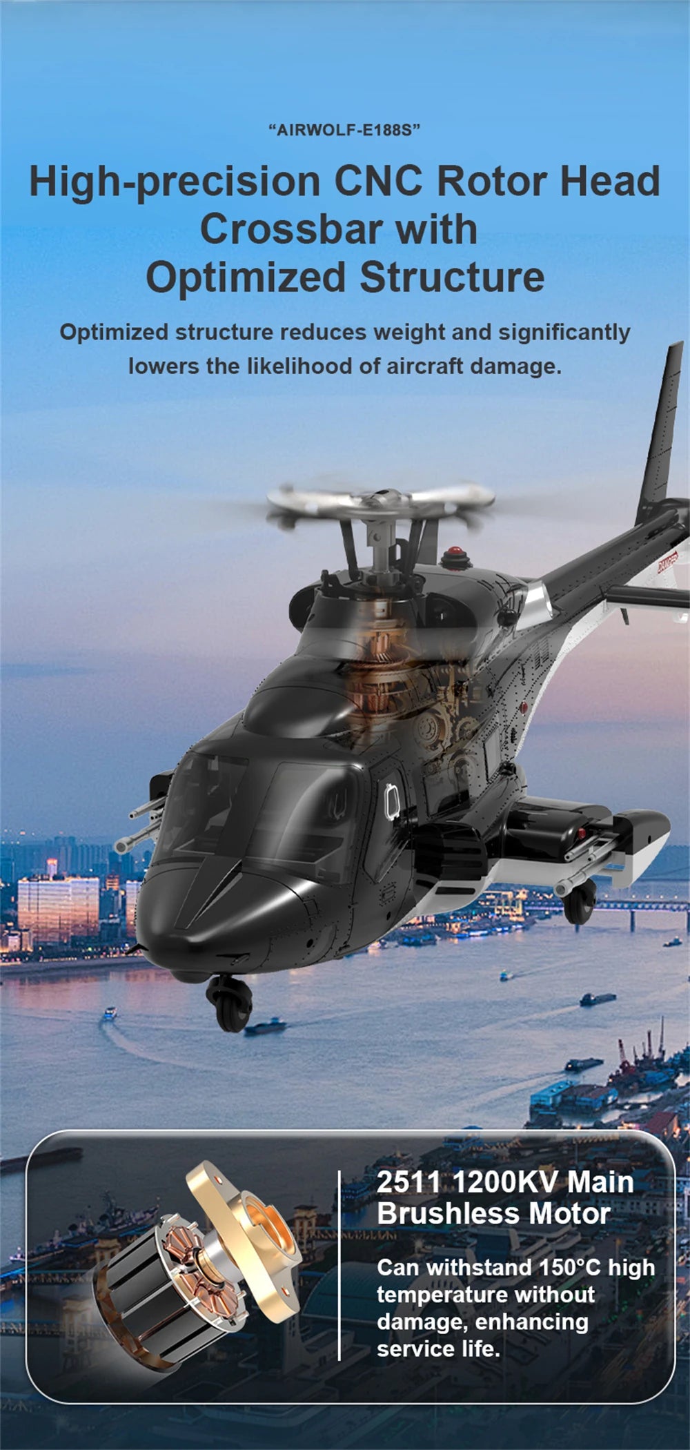Helicóptero RC Eachine E188S AirWolf GPS | Motor Brushless | 9 Canales | RTF 🚁 - Firu Total Sales