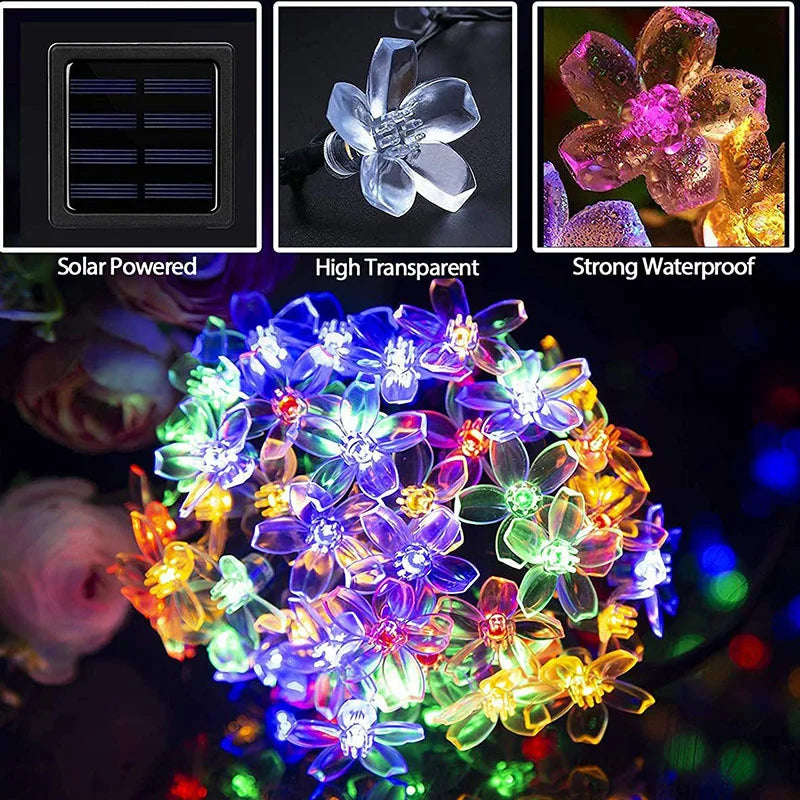 Solar Sakura Fairy String Lights | Cherry Blossom LED | Wedding Garden Christmas Outdoor