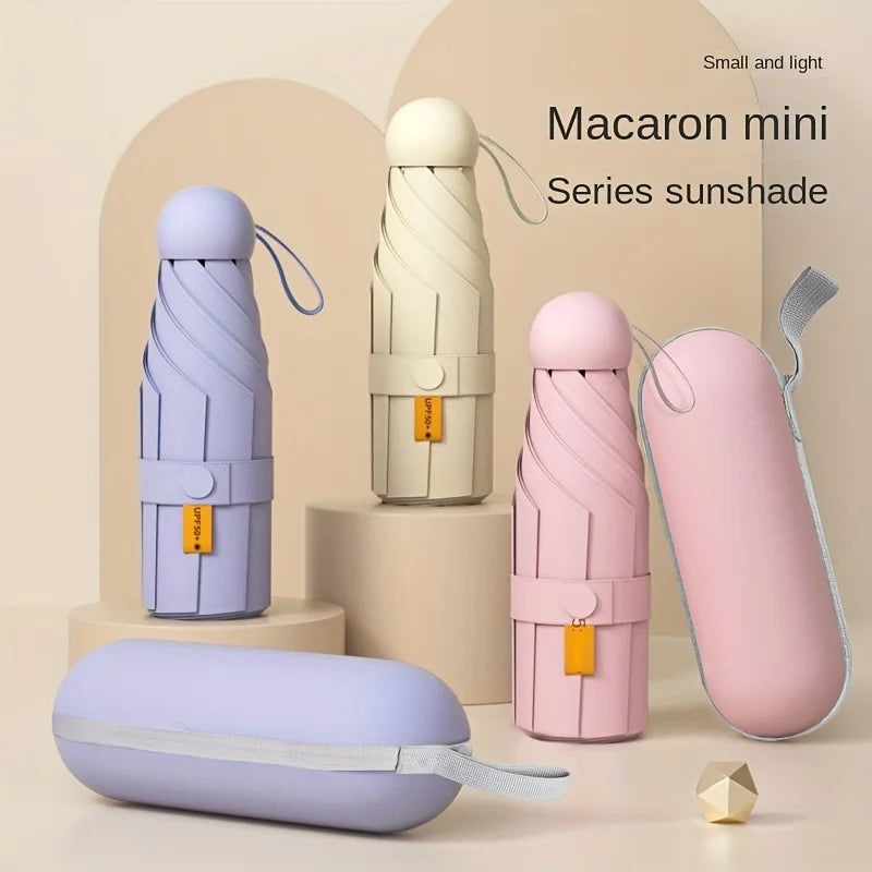 Compact Travel Mini Umbrella Uv Protection Capsule Umbrella 5 Fold Ultra Lightweight Sunshade Umbrellas Protable Manual