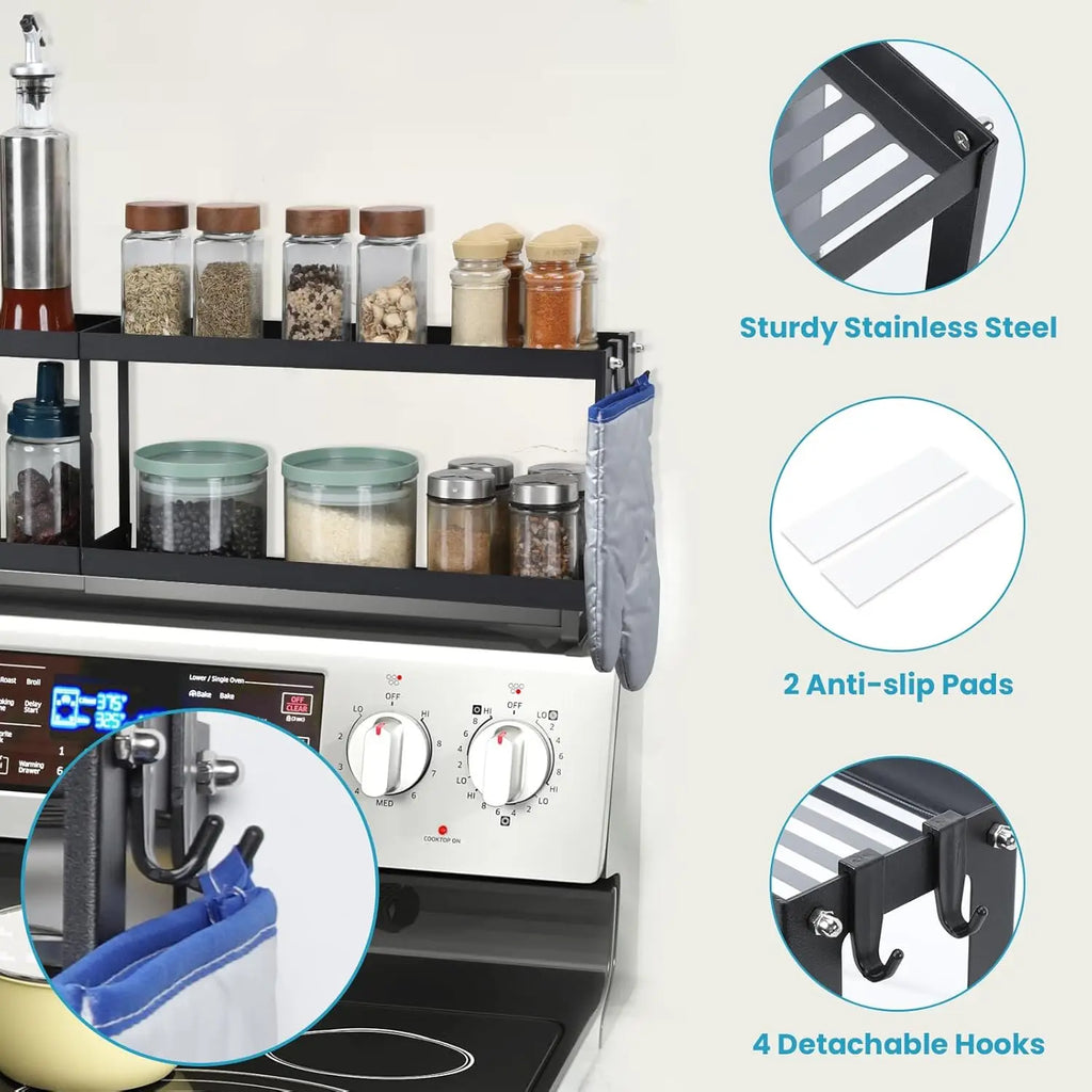 Estante Magnético para Horno 2 Niveles 30" | Especiero con Antideslizante y Ganchos