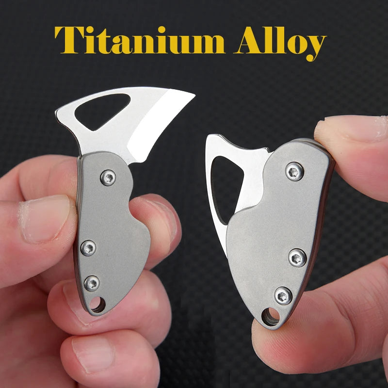 TC4 Titanium Alloy Woodpecker Folding Knife EDC Portable Keychain 7CR Steel Blade Knife Express Unpacking Pocket Knife EDC Tool