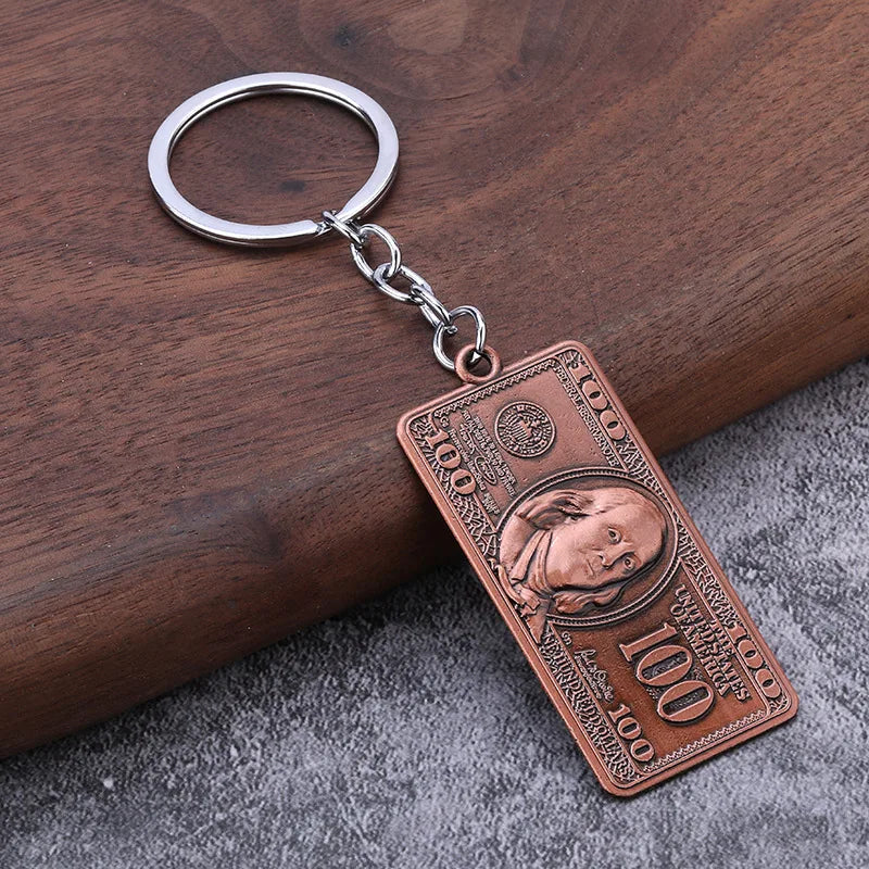 3D Mini Dollar Model Keychain Accessories Retro Keyring Money Bag Couple Matching Airpods Keychain Pendant