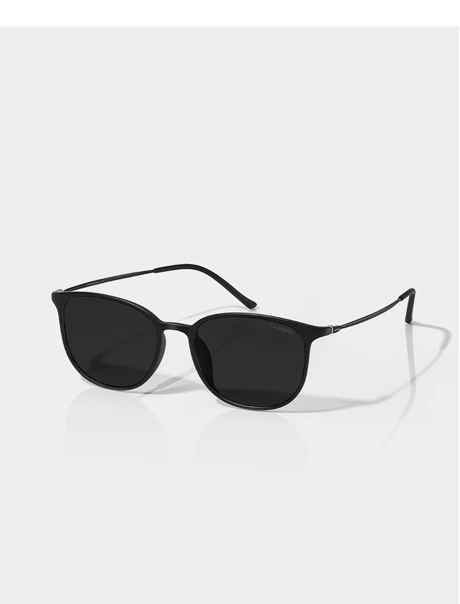 CAPONI Oval Men's Sunglasses Photochromic Polarized Sun Glasses For Men Protect UV Ray Super Light Driving Black Glasses BS520