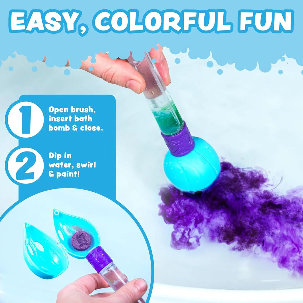 Kids Bath Bomb Set with Color Brush | Nontoxic, Fragrance-Free | Fizzing Colors for Fun Bathtub Play