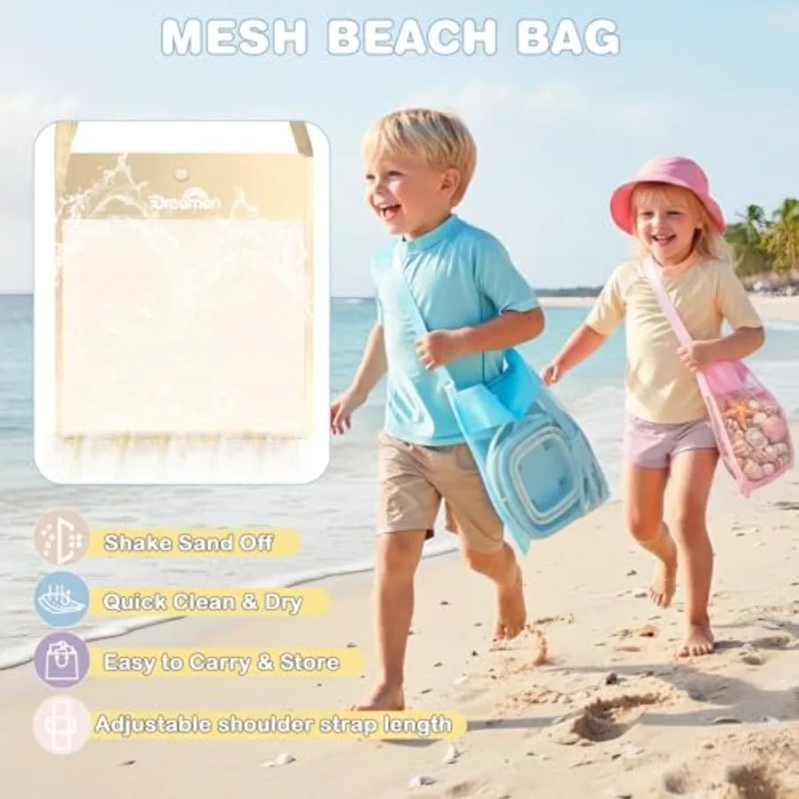 Set de Juguetes de Arena para Playa - 3 Cubetas Plegables con Pala y Bolsa de Malla