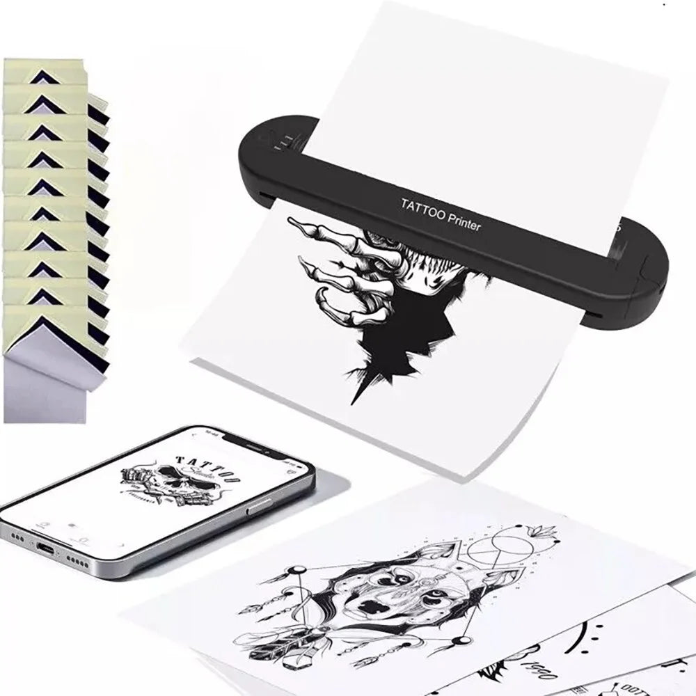 Yilong Ats886 Tattoo Printer Wireless Tattoo Stencil Printer Professional Thermal Transfer Bluetooth Portable Printer Copier