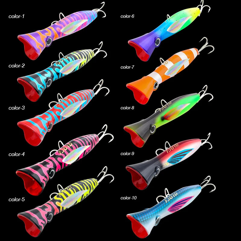 FJORD Popper Topwater Mar | 165mm 82g | Flotante | Paso en Z | Construcción Through Wire | Pesca Mar - Firu Total Sales