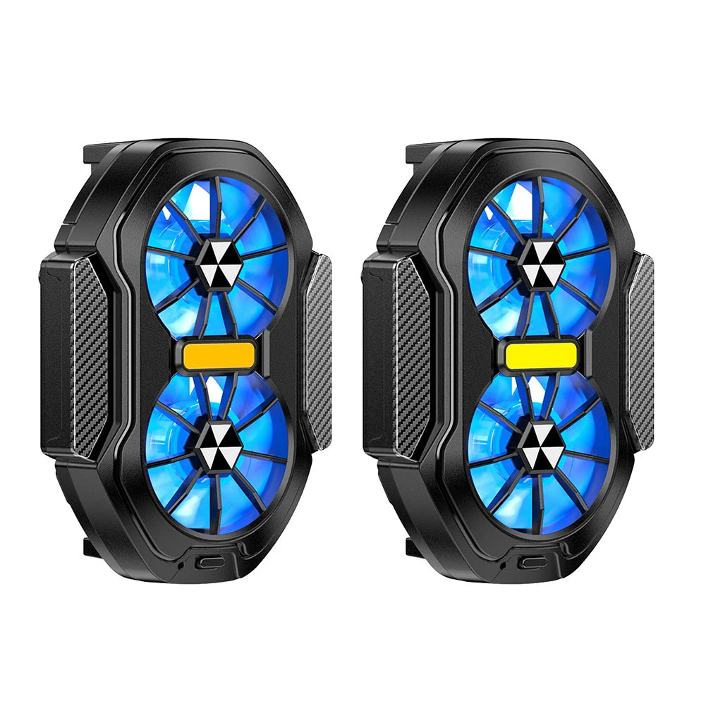 alloet Enfriador Teléfono Doble Ventilador | USB-C | Luz Azul | Android y iPhone | Enchufable y Recargable