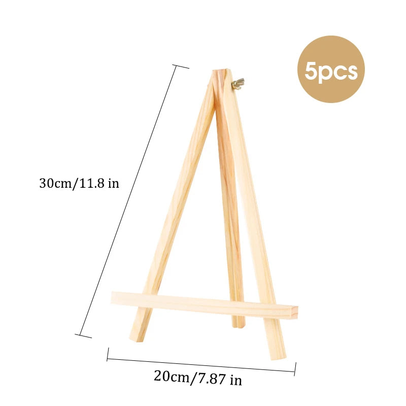 5 pcs Mini Wooden Easel for Mobile Phone Holders,Folding Desktop Display,Triangle Bracket,Drawing Board,Art Supplies