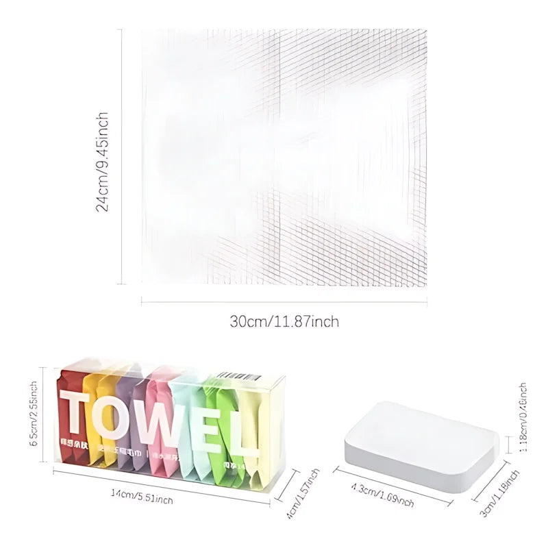 Compressed Travel Towels  - Thick & Soft Disposable Face Towels for Makeup Removal, Camping, Gym, Quick-Expanding & Porta