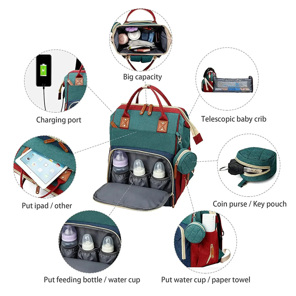 Mochila Pañalera 3 en 1 | Bolso Maternal Multifuncional para Mamá