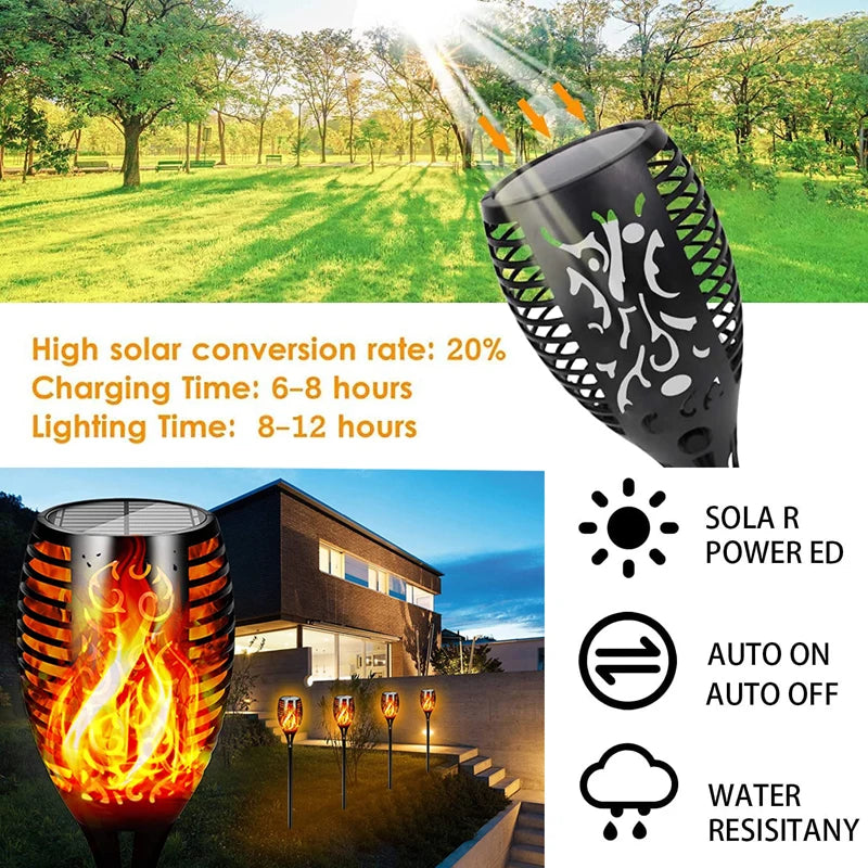 Antorcha Solar 96 LED Efecto Llama Bailarina ZTree | IP65 | Jardín y Patio Exterior - Firu Total Sales