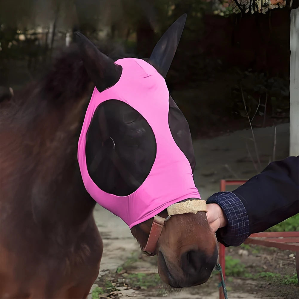 Máscara Antimoscas para Caballo | Malla Transpirable | Protección Orejas y Ojos 🐎