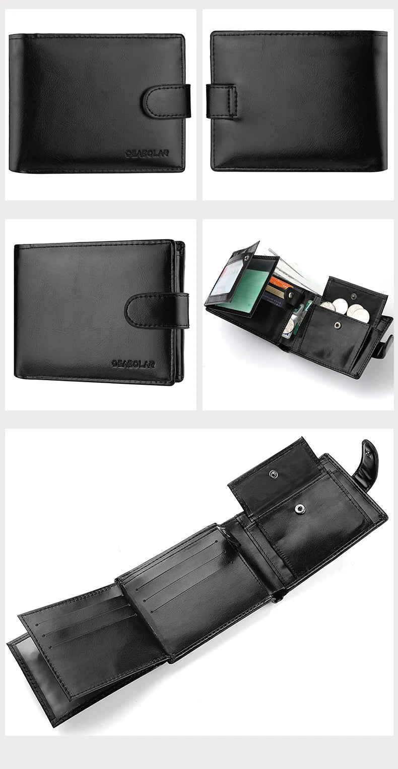 Men's Wallet Large Capacity Multi-Function Short Wallet Multi-slot Zipper Coin ID Credit Card Holder Men's Wallet