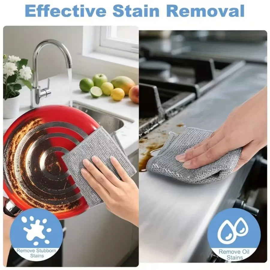 6 Pack Stainless Steel Scrubber Pads - Heavy Duty Non-Scratch, Reusable Wire Scouring Cloths for Pots Pans Grills Kitchen Cleani