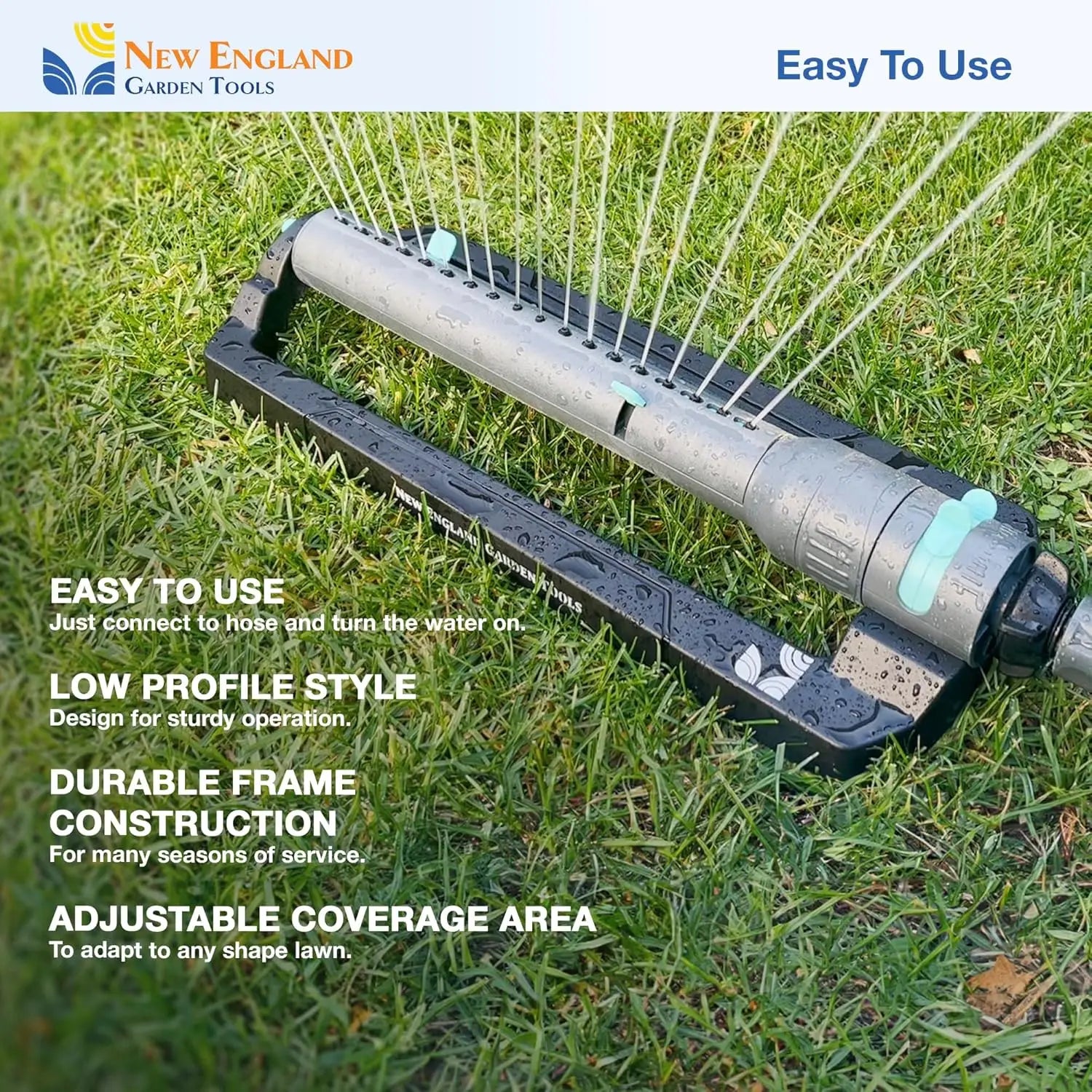 Water Sprinkler 100003 Adjustable Pattern to Cover 4,000 sq.ft. by New England Garden Tools