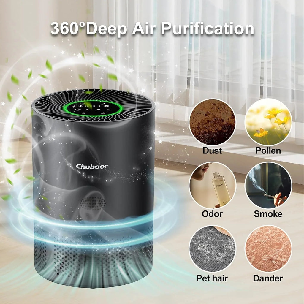 Purificador de Aire Chuboor H13 HEPA | Humo, Polvo y Polen | Detección PM2.5 🌬️
