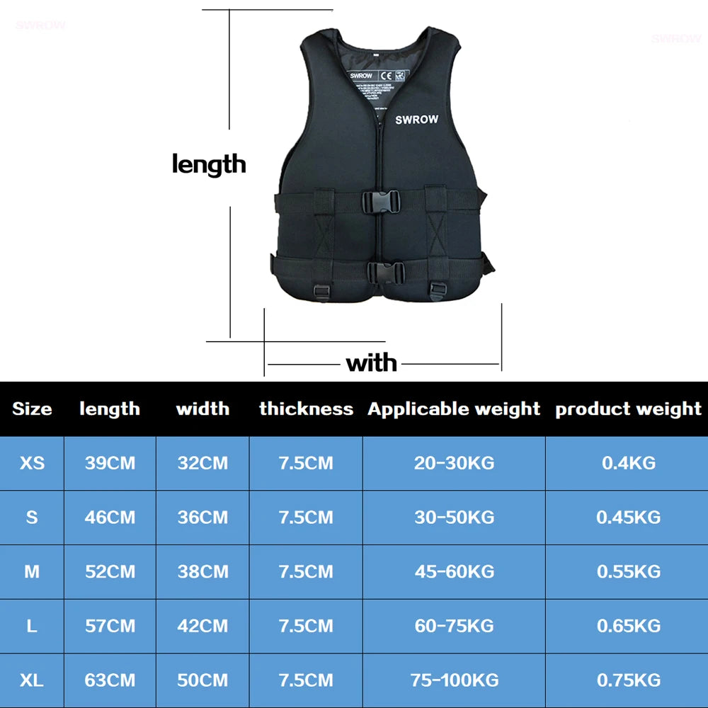 Portable fashion adult children's life jacket neoprene swimming life jacket water sports fishing kayak surfing life jacket 2023