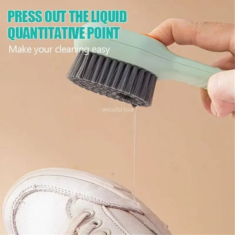 Household Shoe Cleaning Brush With Soap Dispenser Soft Hard Bristle Kitchen Scrubber Multitool For Carpet Bathroom Sneakers