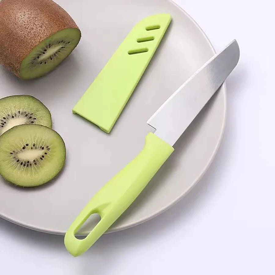 1PC Candy-colored portable fruit knife PP stainless steel thin sharp peeler peel knife kitchen household gadgets