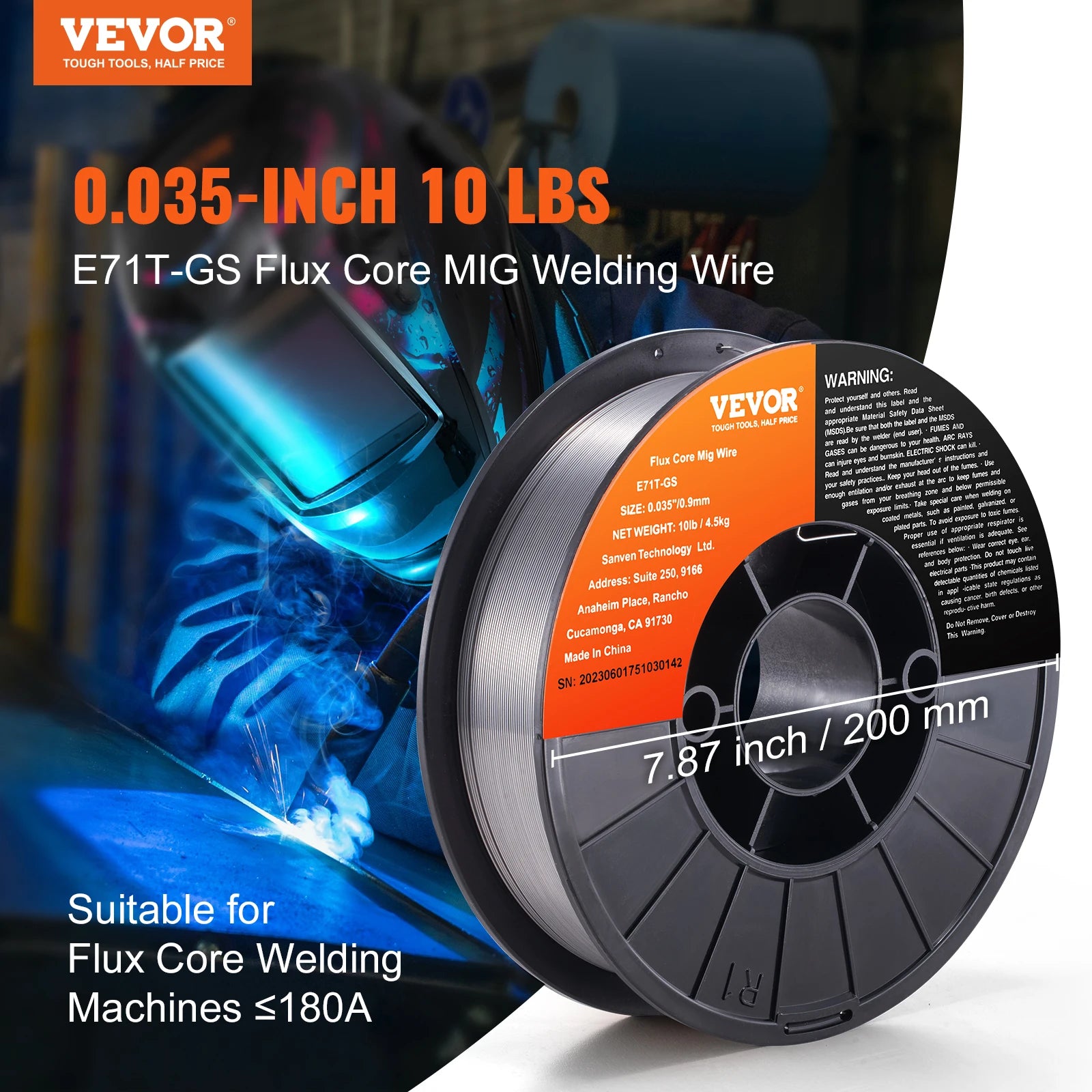 SucceBuy 0.03/0.035 Inch Flux Cored Welding Wire Carbon Steel Iron MIG Welding Machine Welder Accessories For Soldering