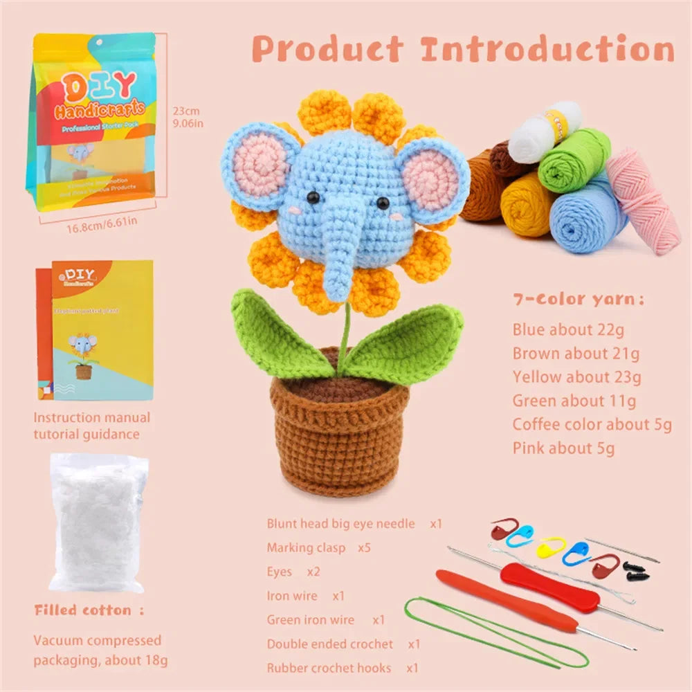 Kit de Tejido DIY Elefante | Crochet con Hilo y Aguja | Manualidades Handmade