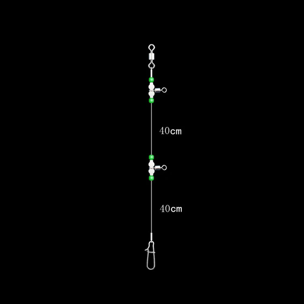 Night Glow Fishing Leaders Fishing Leader Line with Swivels and Snaps Luminous Fish Wire Leaders for Saltwater Freshwater