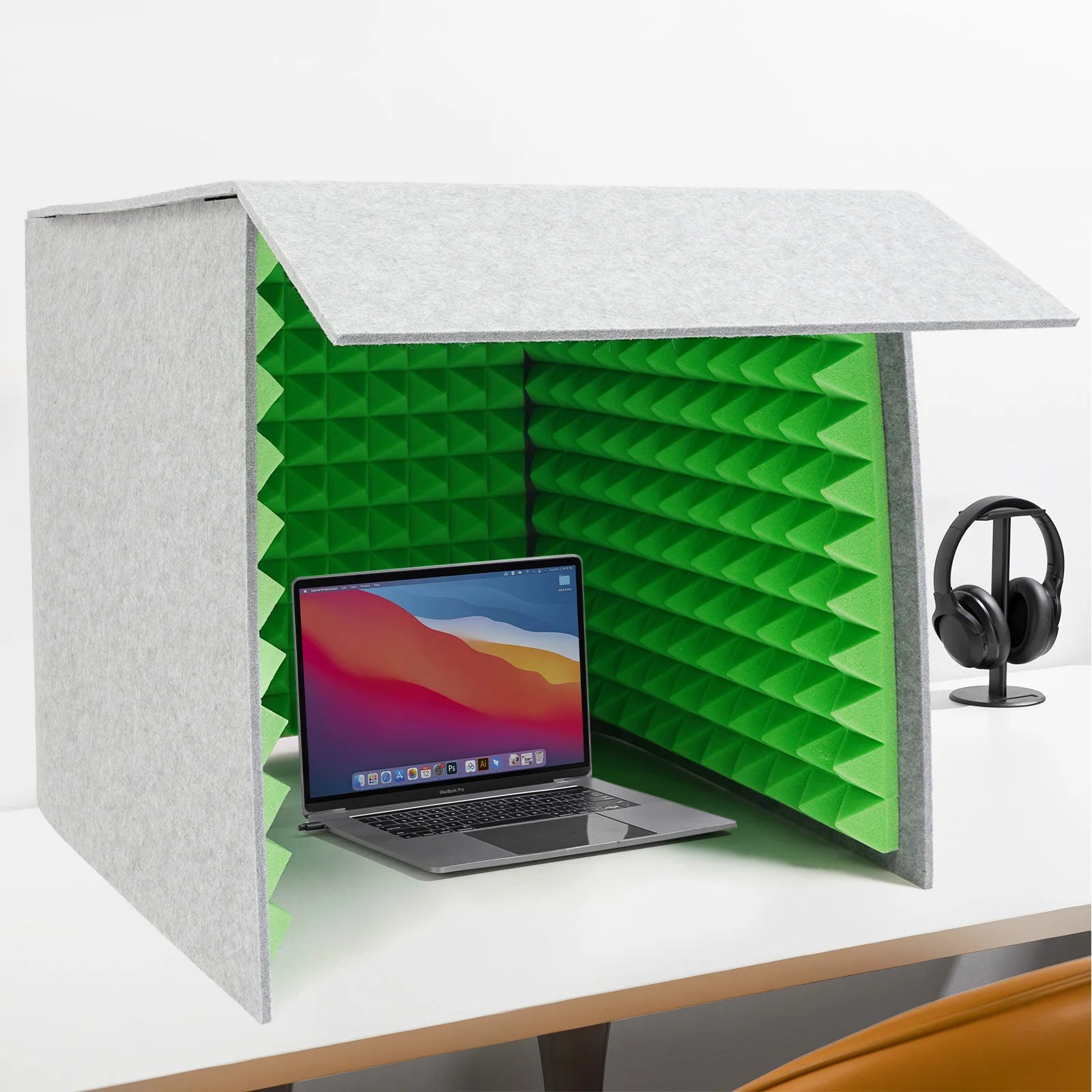 60x60x60cm Desktop Soundproof Cover Vocal Sound Absorbing Shield Acoustic Foam 62mm Total Thickness,Easy to Assemble for Home