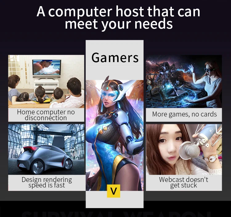 AOTESIER Gaming PC core i7 CPU With 16G RAM 256G SSD HD4600 ATX/ITX/M-ATX full view side panel Temper Glass Front pc gamer