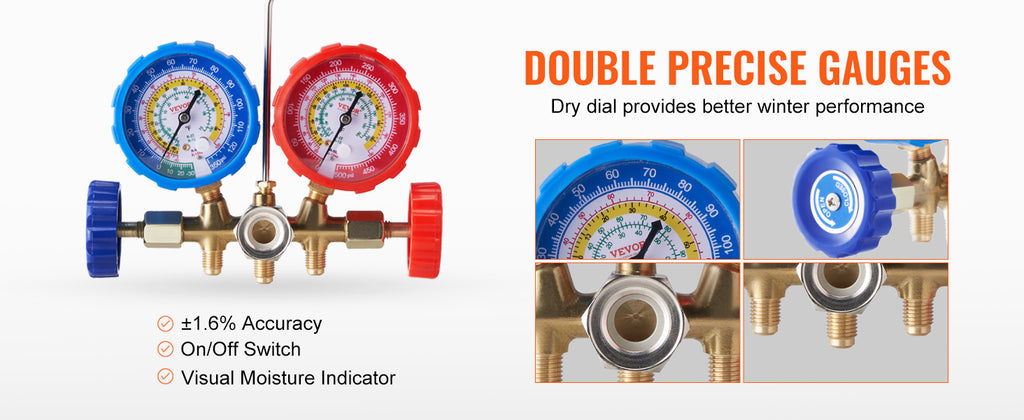 SucceBuy AC Gauge Set 3 Way AC Manifold Gauge Set for R134A/ R22/R12/R502 Refrigerant Works on Car Freon Charging and Evacuation