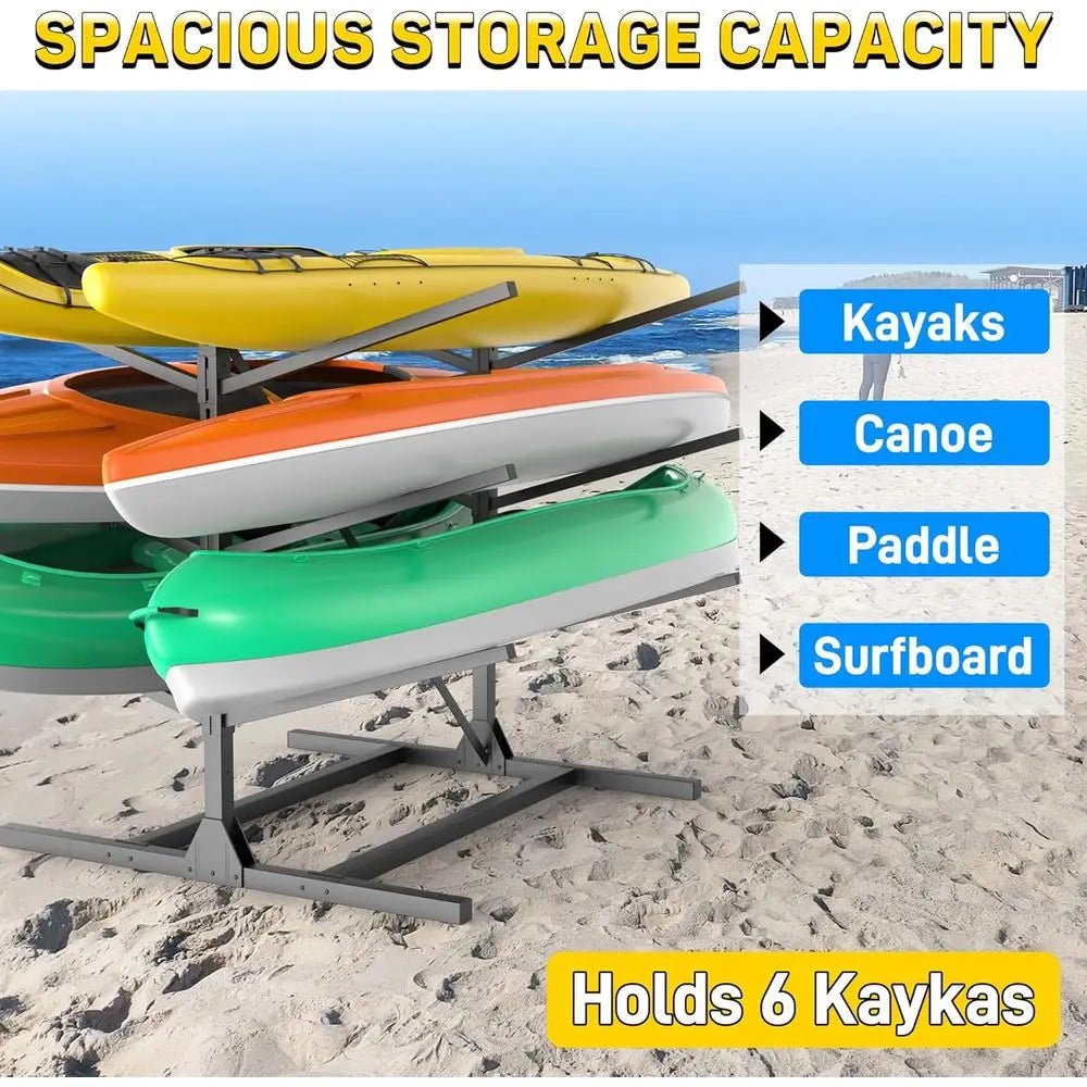 Adjustable Heavy - Duty Storage Rack for Paddleboards, Canoes, and Surfboards - Holds Up to 660lbs, 3 or 6 Levels - Firu Total Sales