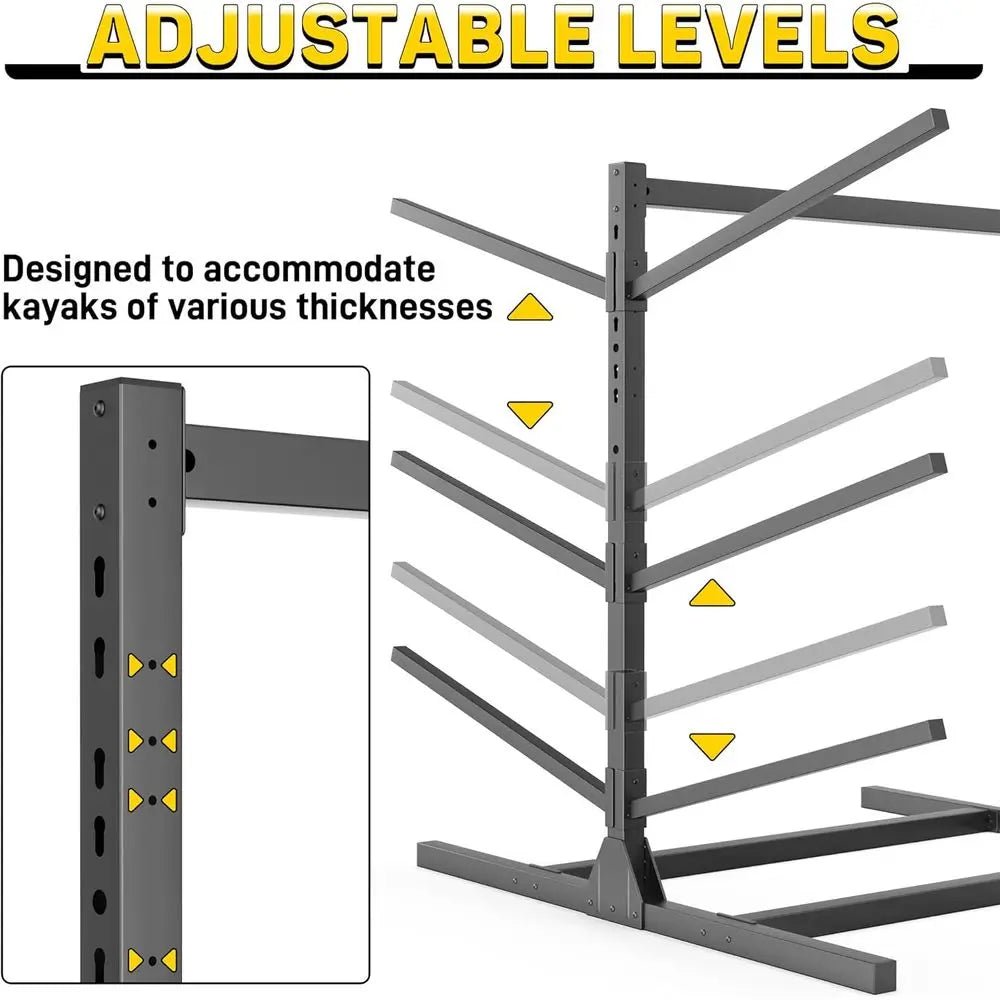 Adjustable Heavy - Duty Storage Rack for Paddleboards, Canoes, and Surfboards - Holds Up to 660lbs, 3 or 6 Levels - Firu Total Sales
