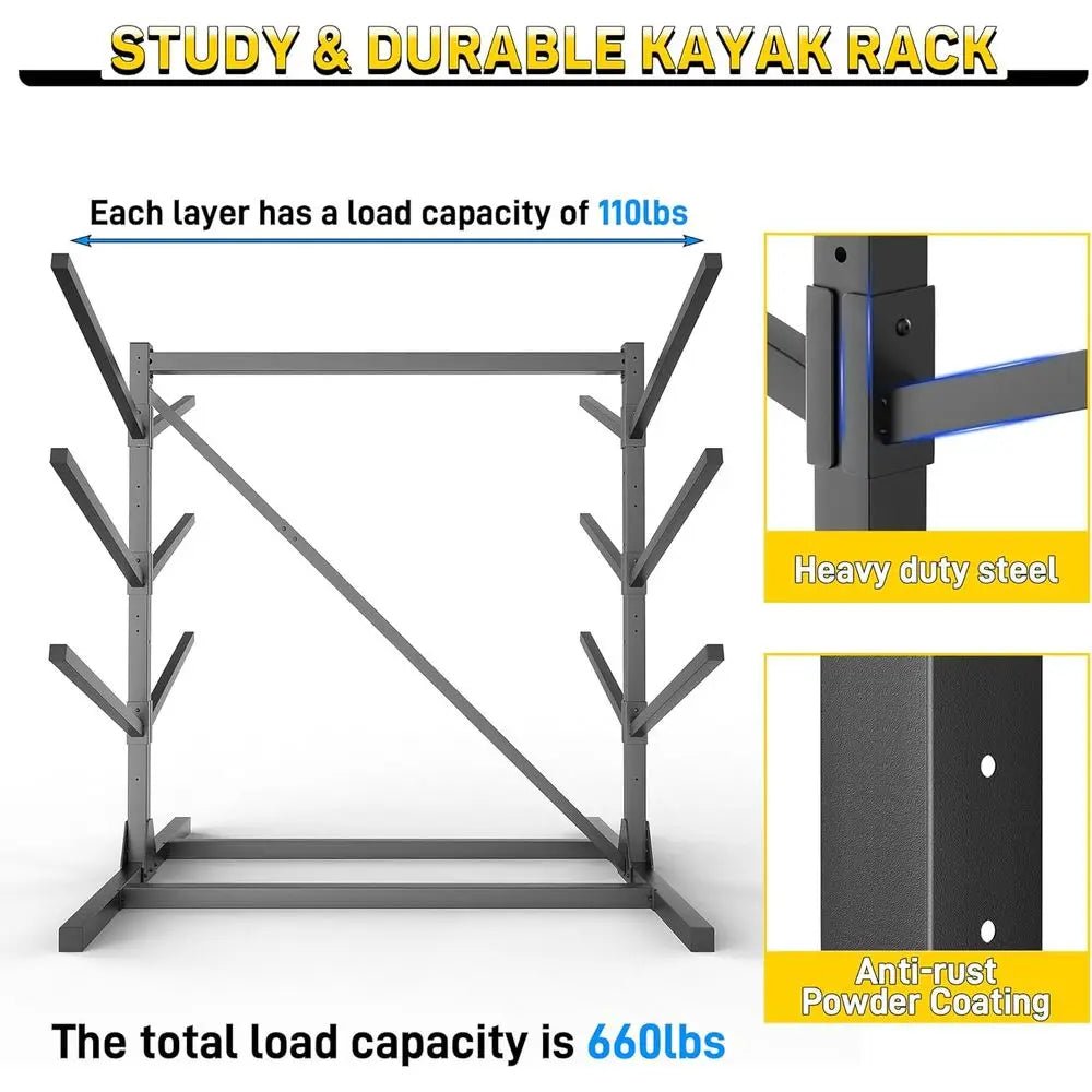 Adjustable Heavy - Duty Storage Rack for Paddleboards, Canoes, and Surfboards - Holds Up to 660lbs, 3 or 6 Levels - Firu Total Sales
