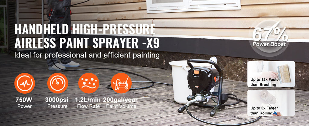 SucceBuy 750W 950W Airless Paint Sprayer 3000PSI High Efficiency Electric Airless Sprayer Handheld Paint Sprayers