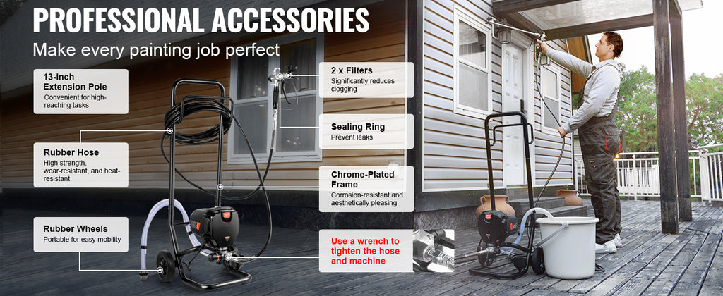 SucceBuy 750W 950W Airless Paint Sprayer 3000PSI High Efficiency Electric Airless Sprayer Handheld Paint Sprayers Home Interior