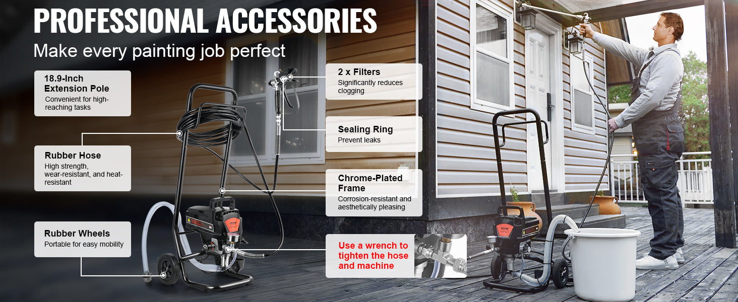 SucceBuy 750W 950W Airless Paint Sprayer 3000PSI High Efficiency Electric Airless Sprayer Handheld Paint Sprayers Home Interior