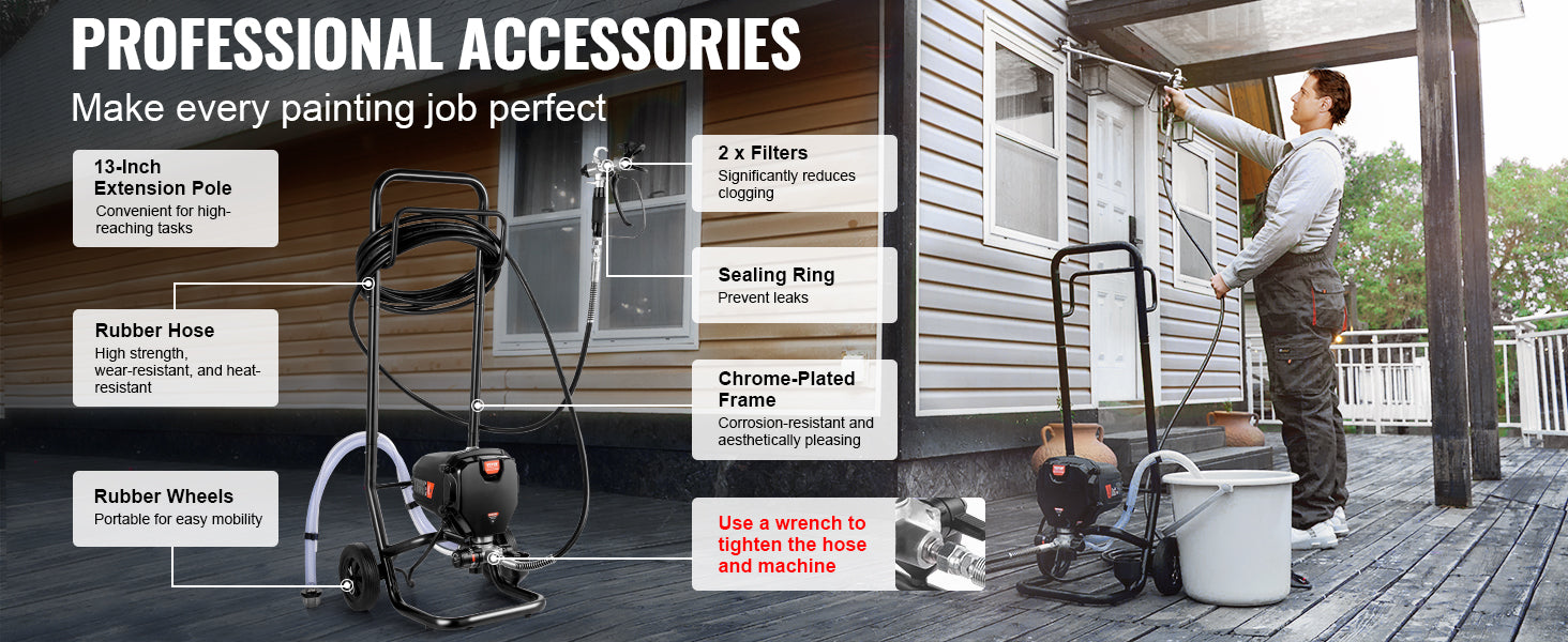 SucceBuy 750W 950W Airless Paint Sprayer 3000PSI High Efficiency Electric Airless Sprayer Handheld Paint Sprayers