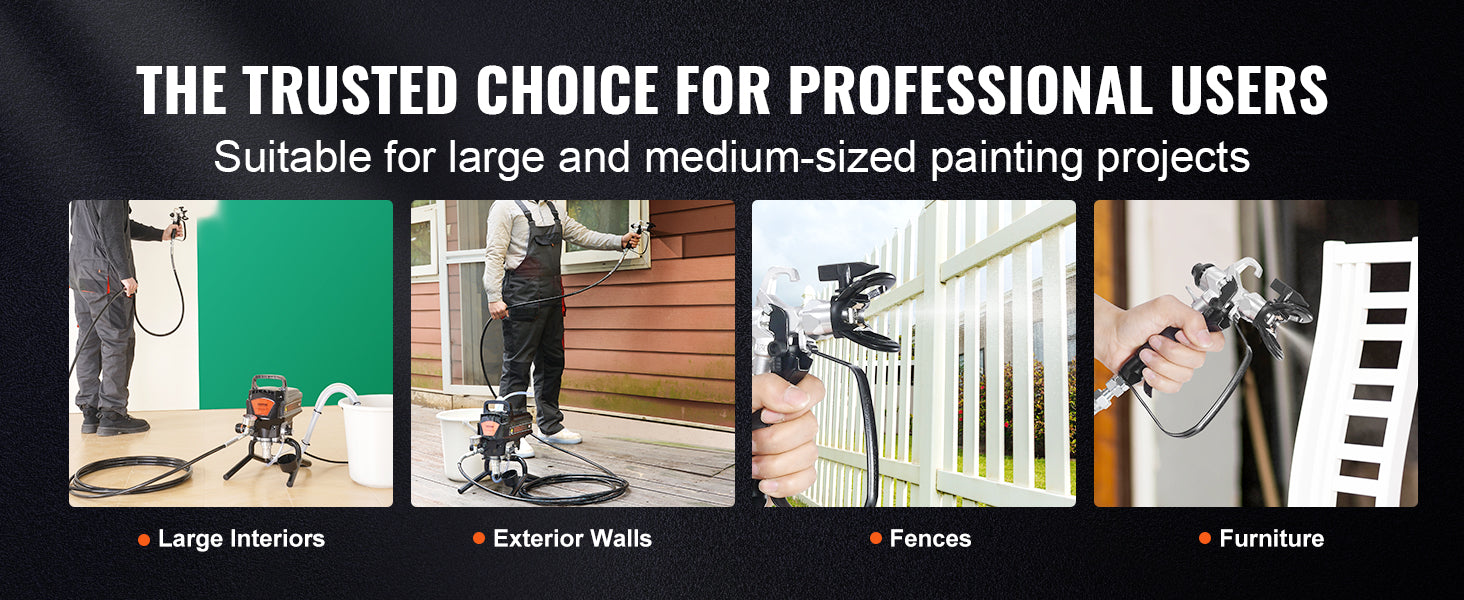 SucceBuy 750W 950W Airless Paint Sprayer 3000PSI High Efficiency Electric Airless Sprayer Handheld Paint Sprayers Home Interior