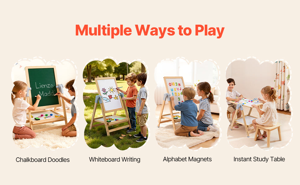Kids Magnetic Drawing Board Easel with Accessories