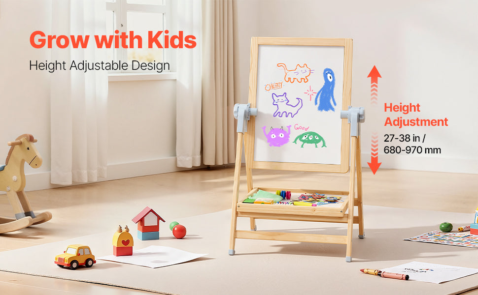 Kids Magnetic Drawing Board Easel with Accessories