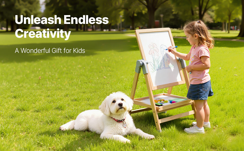 Kids Magnetic Drawing Board Easel with Accessories