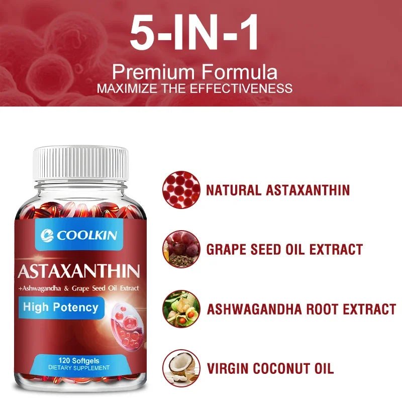Astaxanthin 24mg - Remium Antioxidant, Natural Support for Post - Exercise Recovery + Joint, Skin, Eye Health - 120 Capsules - Firu Total Sales