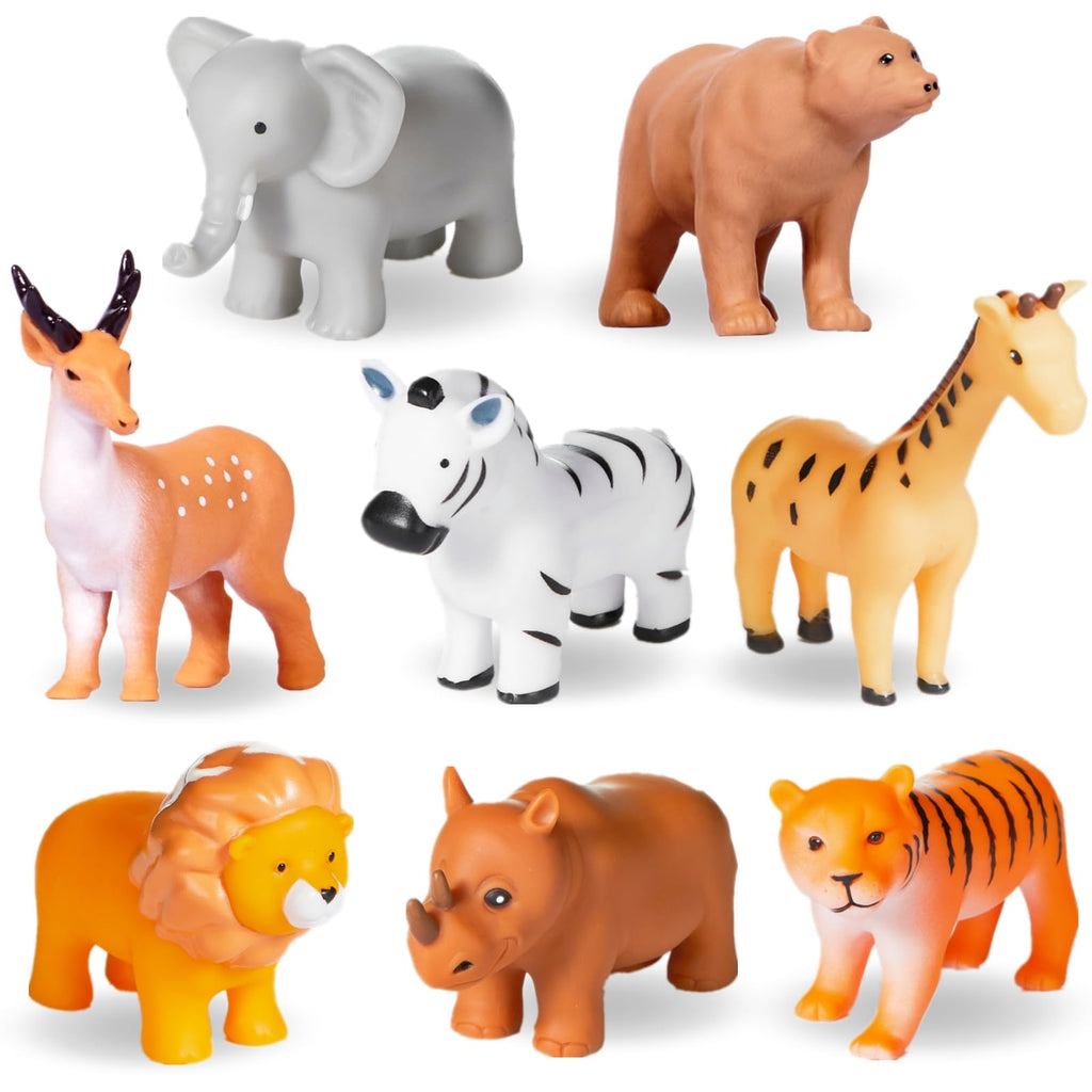 Juguetes de Baño para Bebé - Animales Salvajes 8 Piezas con Bolsa