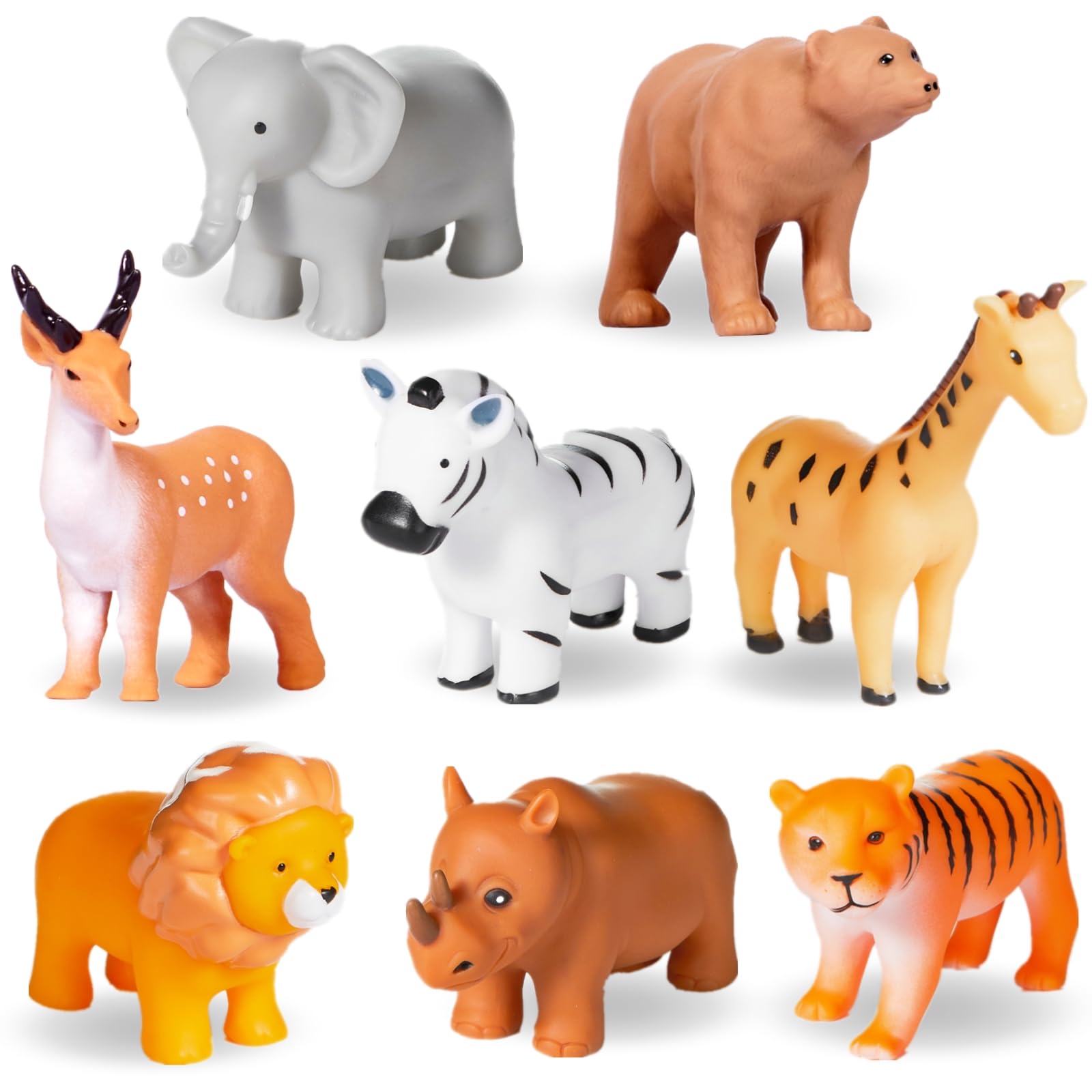 Juguetes de Baño para Bebé - Animales Salvajes 8 Piezas con Bolsa